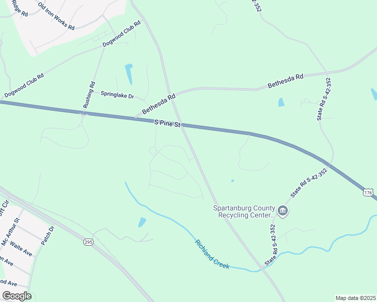 map of restaurants, bars, coffee shops, grocery stores, and more near 116 Sunrise Road in Spartanburg