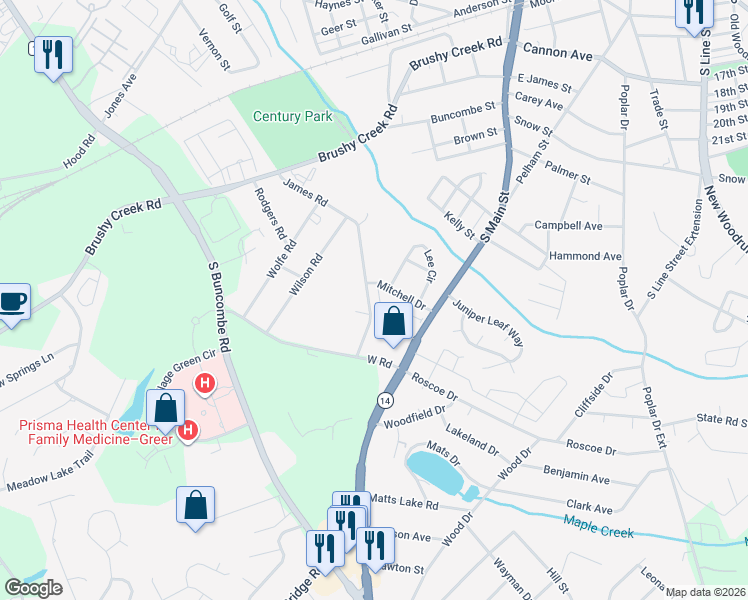 map of restaurants, bars, coffee shops, grocery stores, and more near 306 Hunt Glenn Court in Greer