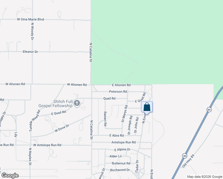 map of restaurants, bars, coffee shops, grocery stores, and more near 188 East Quail Road in Paulden