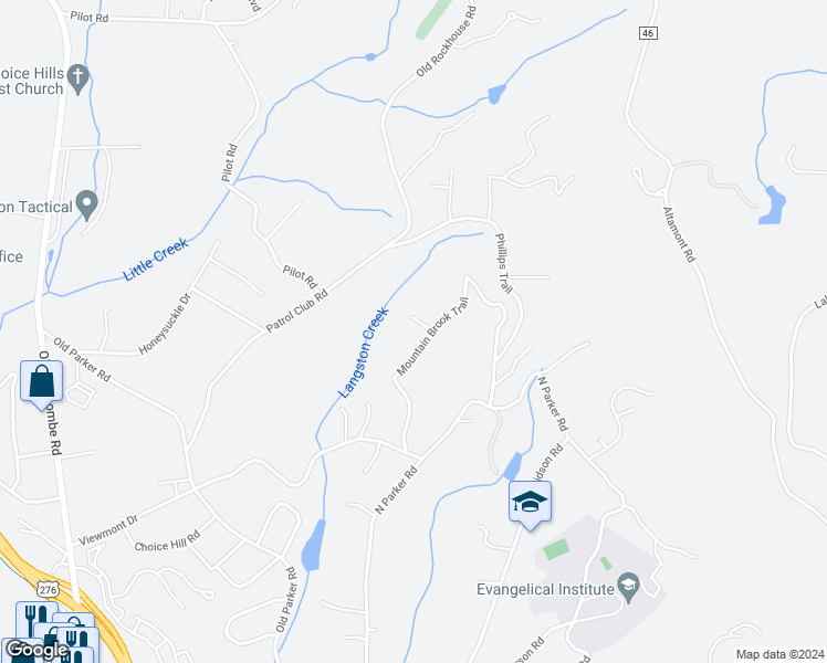 map of restaurants, bars, coffee shops, grocery stores, and more near 29 Mountain Brook Trail in Greenville