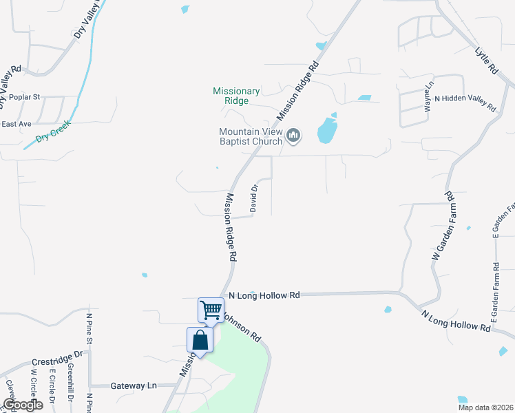 map of restaurants, bars, coffee shops, grocery stores, and more near 2005 David Drive in Rossville