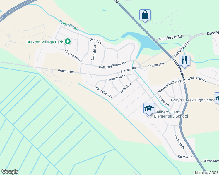 map of restaurants, bars, coffee shops, grocery stores, and more near 806 Danelaw Drive in Hope Mills