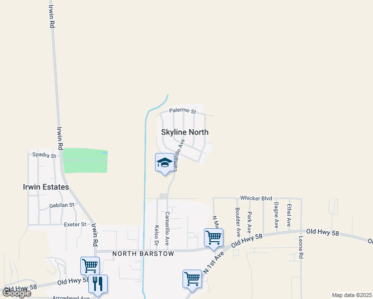 map of restaurants, bars, coffee shops, grocery stores, and more near 37098 San Bruno Avenue in Barstow
