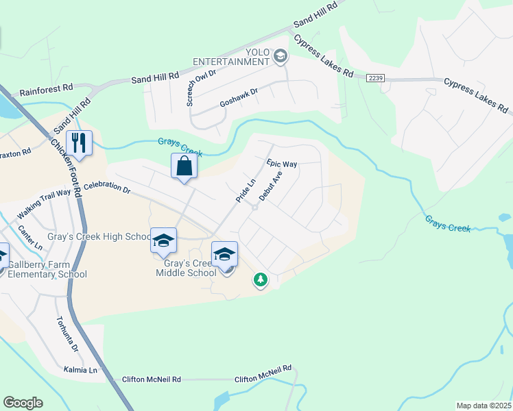 map of restaurants, bars, coffee shops, grocery stores, and more near 5229 Debut Avenue in Hope Mills