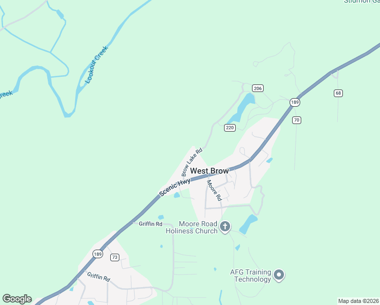 map of restaurants, bars, coffee shops, grocery stores, and more near 141 Brow Lake Road in Lookout Mountain