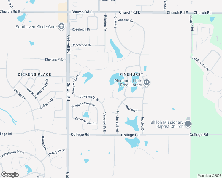 map of restaurants, bars, coffee shops, grocery stores, and more near 4383 Shiney Point Cove in Southaven