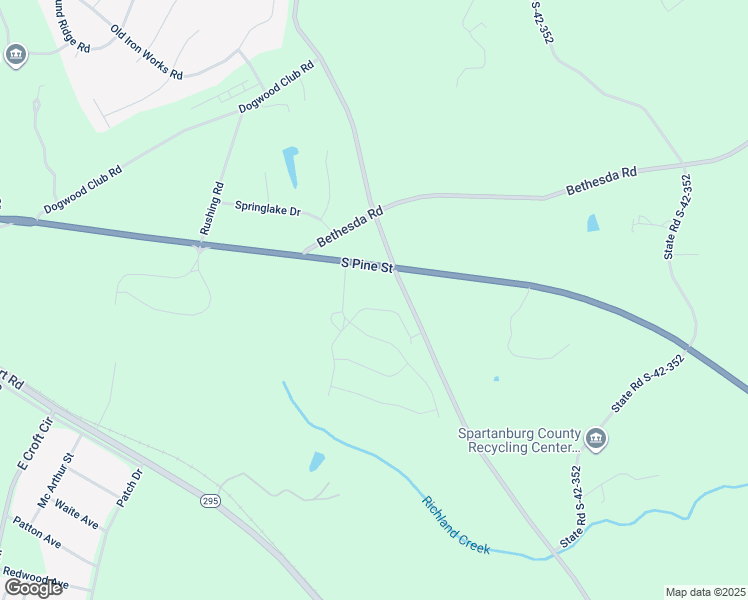 map of restaurants, bars, coffee shops, grocery stores, and more near 1 Sunrise Road in Spartanburg