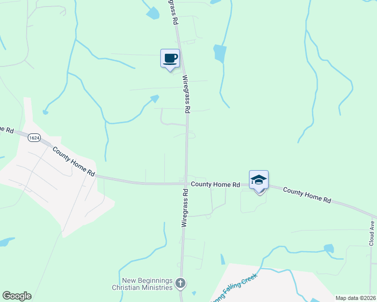 map of restaurants, bars, coffee shops, grocery stores, and more near 518 Wiregrass Road in Rockingham