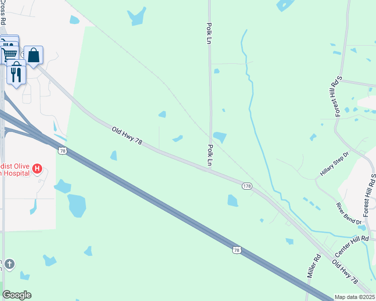 map of restaurants, bars, coffee shops, grocery stores, and more near 11900 Mississippi 178 in Olive Branch