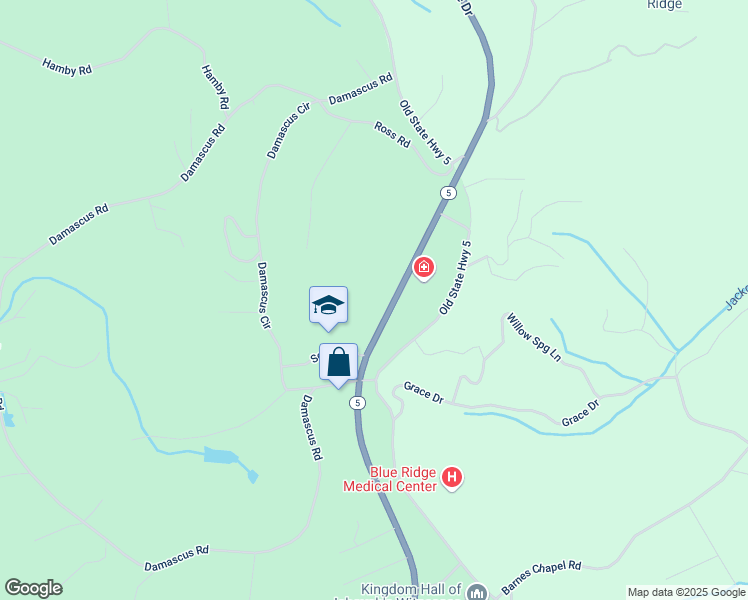 map of restaurants, bars, coffee shops, grocery stores, and more near 4930 Blue Ridge Drive in Blue Ridge