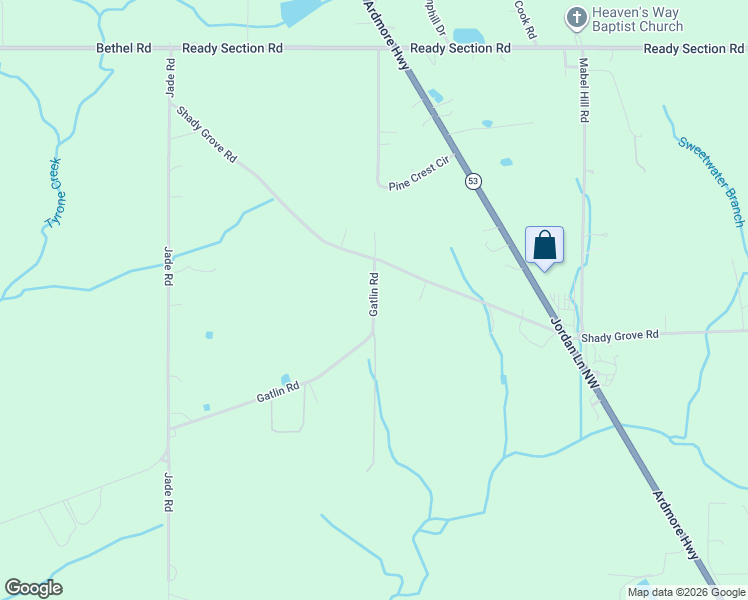 map of restaurants, bars, coffee shops, grocery stores, and more near Gray Drive in Toney