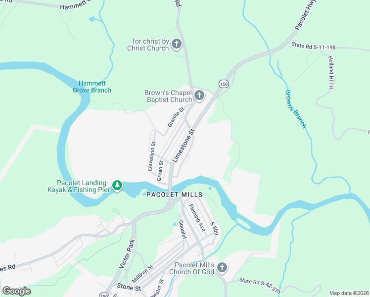 map of restaurants, bars, coffee shops, grocery stores, and more near 250 Limestone Street in Pacolet