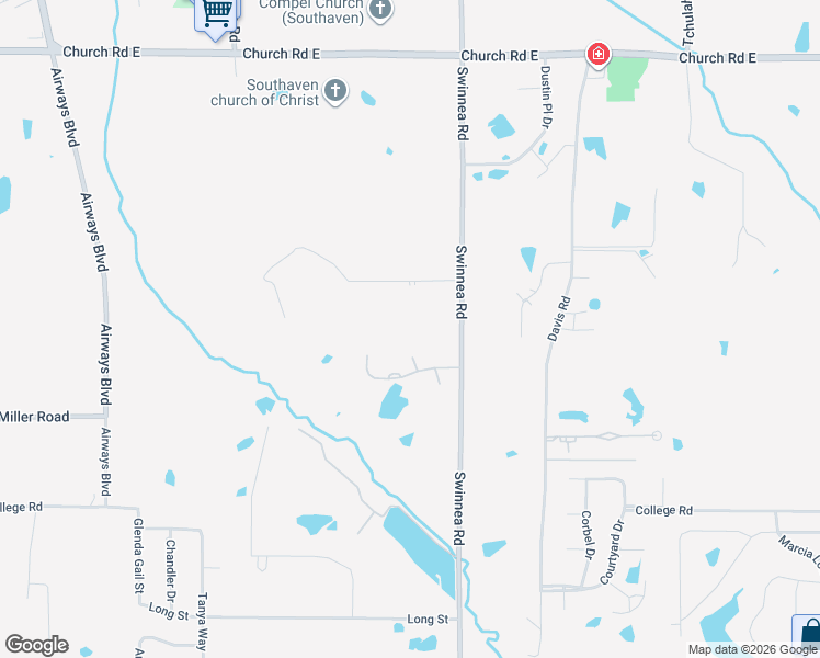 map of restaurants, bars, coffee shops, grocery stores, and more near 4503 Swinnea Road in Southaven
