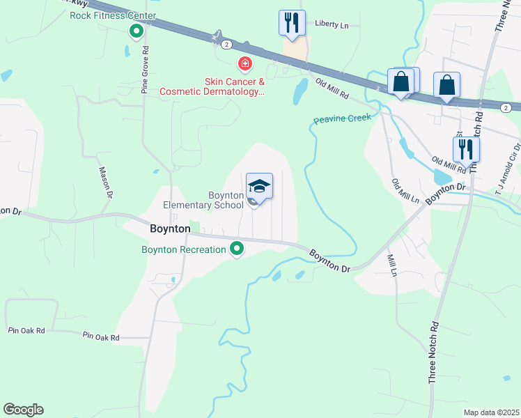 map of restaurants, bars, coffee shops, grocery stores, and more near 3938 Boynton Drive in Ringgold