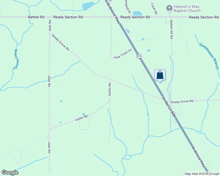 map of restaurants, bars, coffee shops, grocery stores, and more near Gray Drive in Toney