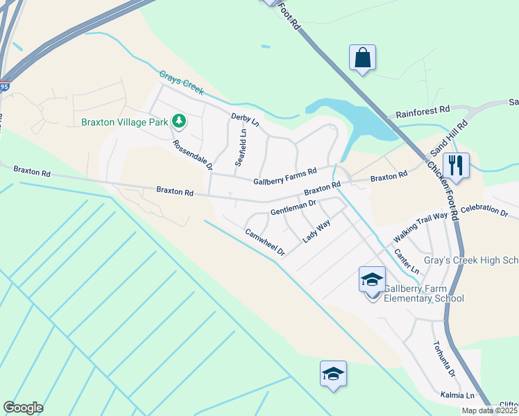 map of restaurants, bars, coffee shops, grocery stores, and more near 5908 Gentleman Drive in Hope Mills