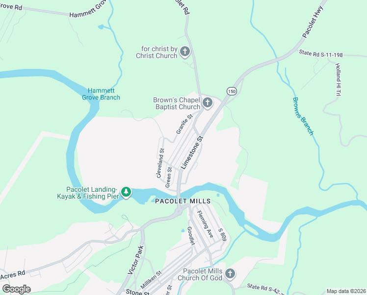 map of restaurants, bars, coffee shops, grocery stores, and more near 224 Green Street in Pacolet