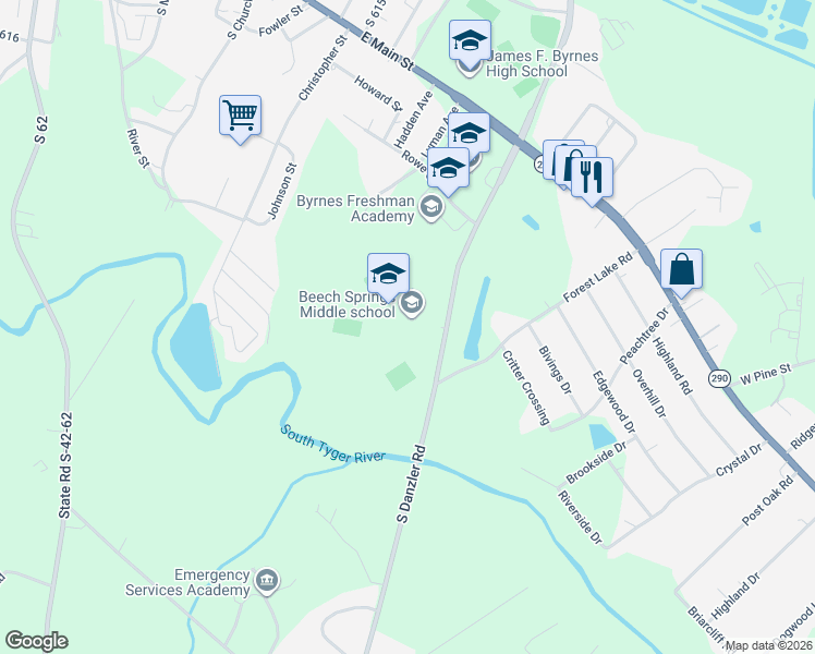 map of restaurants, bars, coffee shops, grocery stores, and more near 200 South Danzler Road in Duncan