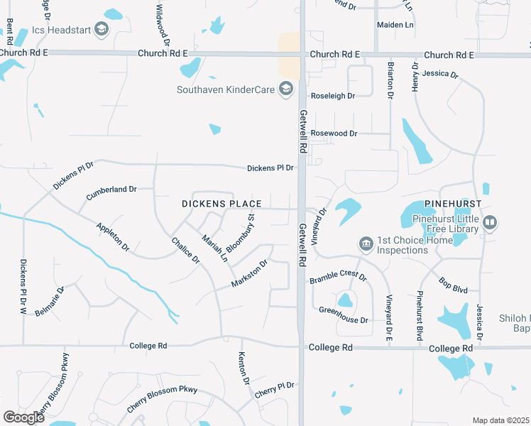 map of restaurants, bars, coffee shops, grocery stores, and more near 4498 Westminister Circle in Southaven
