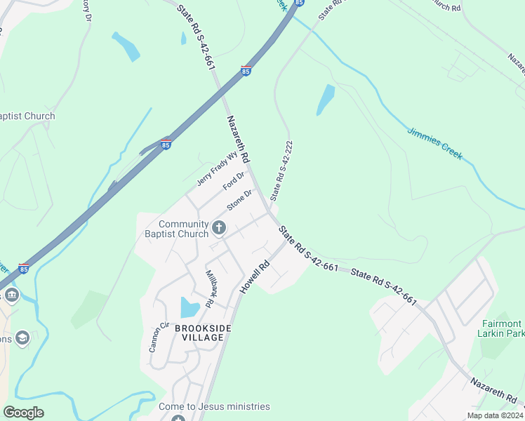 map of restaurants, bars, coffee shops, grocery stores, and more near 2101 Nazareth Road in Wellford