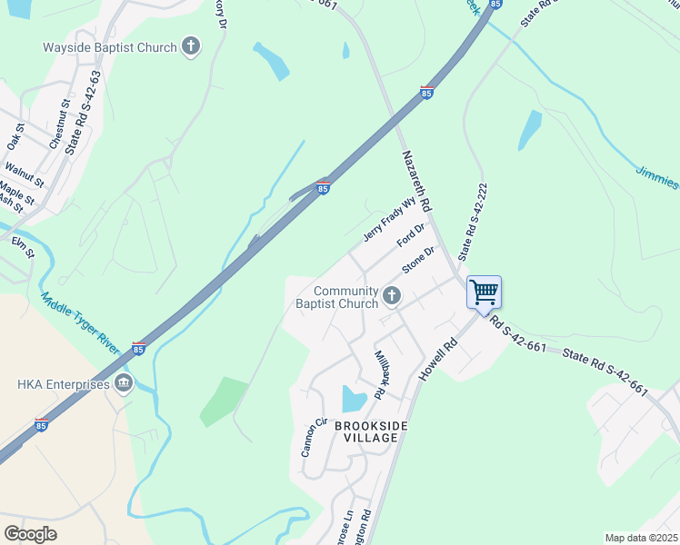 map of restaurants, bars, coffee shops, grocery stores, and more near 208 Wingo Road in Wellford