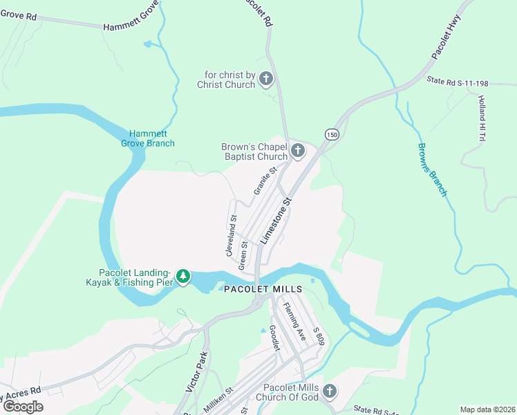 map of restaurants, bars, coffee shops, grocery stores, and more near 1130 Granite Street in Pacolet
