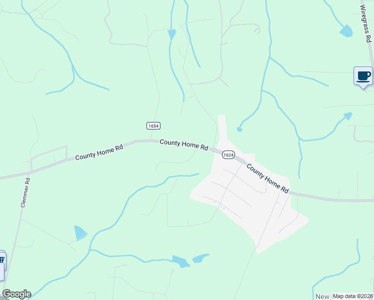 map of restaurants, bars, coffee shops, grocery stores, and more near 529 County Home Road in Rockingham