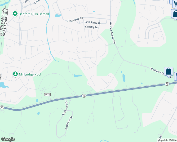 map of restaurants, bars, coffee shops, grocery stores, and more near 3009 Lydney Circle in Waxhaw