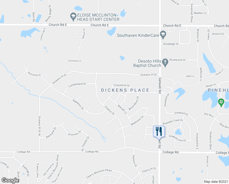 map of restaurants, bars, coffee shops, grocery stores, and more near 4470 Aberton Drive in Southaven