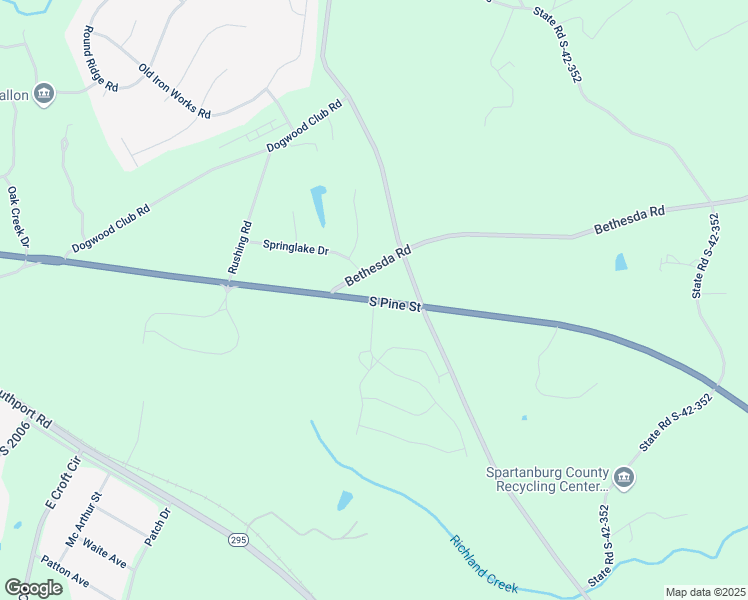 map of restaurants, bars, coffee shops, grocery stores, and more near 1 Sunrise Road in Spartanburg