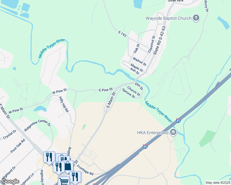 map of restaurants, bars, coffee shops, grocery stores, and more near in Startex