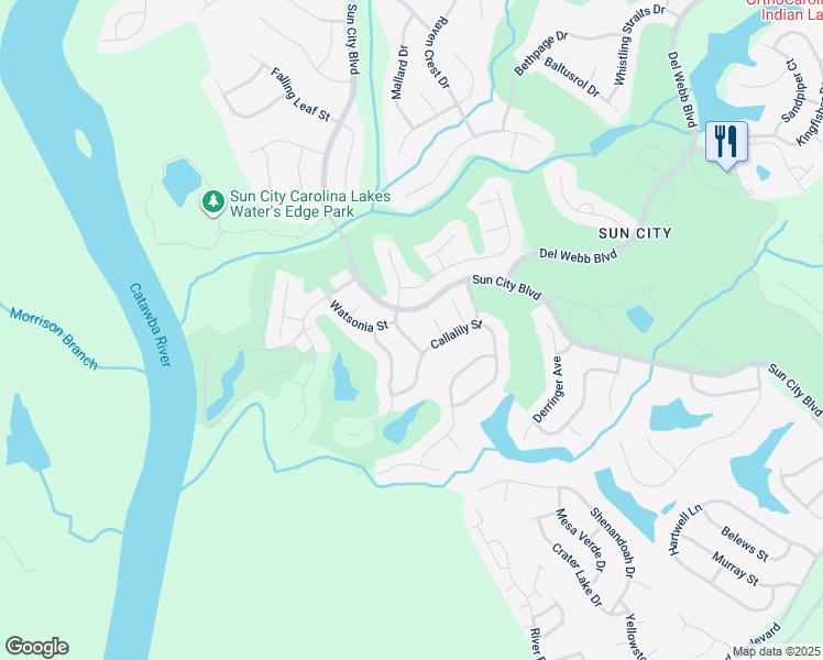 map of restaurants, bars, coffee shops, grocery stores, and more near 47240 Everlasting Street in Indian Land