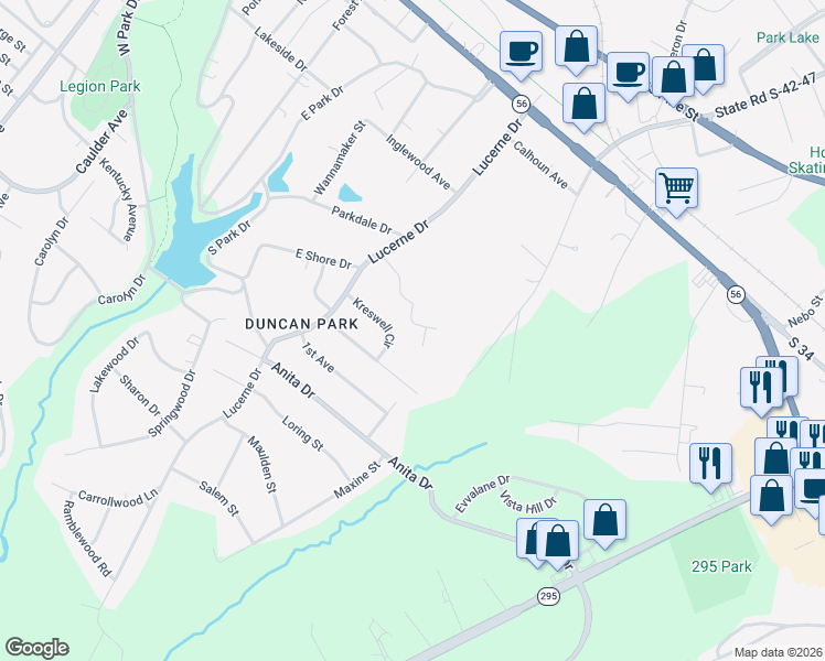 map of restaurants, bars, coffee shops, grocery stores, and more near 202 Carlton Drive in Spartanburg