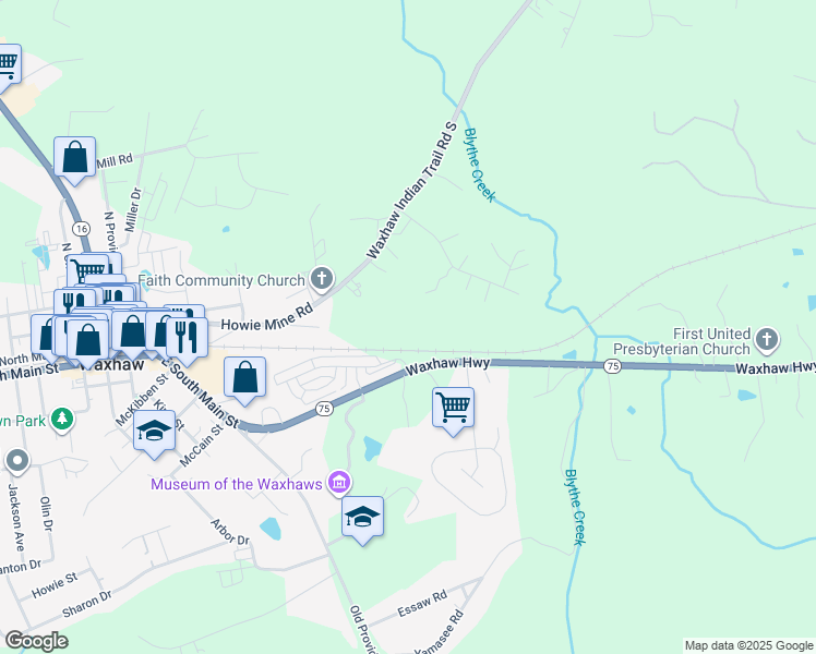 map of restaurants, bars, coffee shops, grocery stores, and more near 700 Howie Mine Road in Waxhaw
