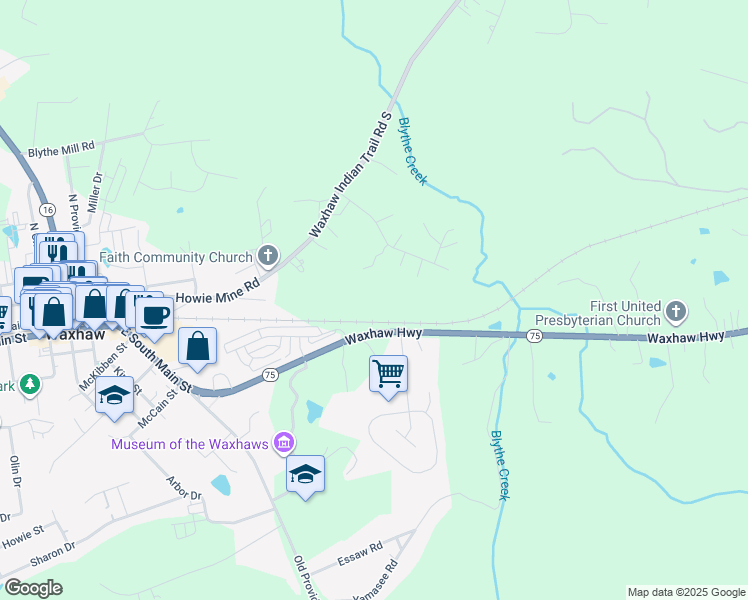 map of restaurants, bars, coffee shops, grocery stores, and more near 700 Howie Mine Road in Waxhaw