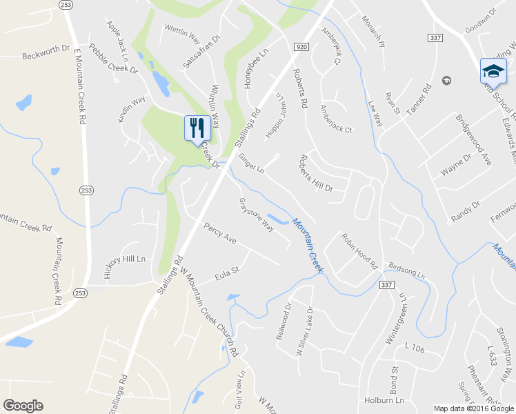 map of restaurants, bars, coffee shops, grocery stores, and more near 17 Graystone Way in Taylors