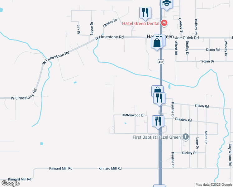 map of restaurants, bars, coffee shops, grocery stores, and more near 229 Townsend Road in Hazel Green
