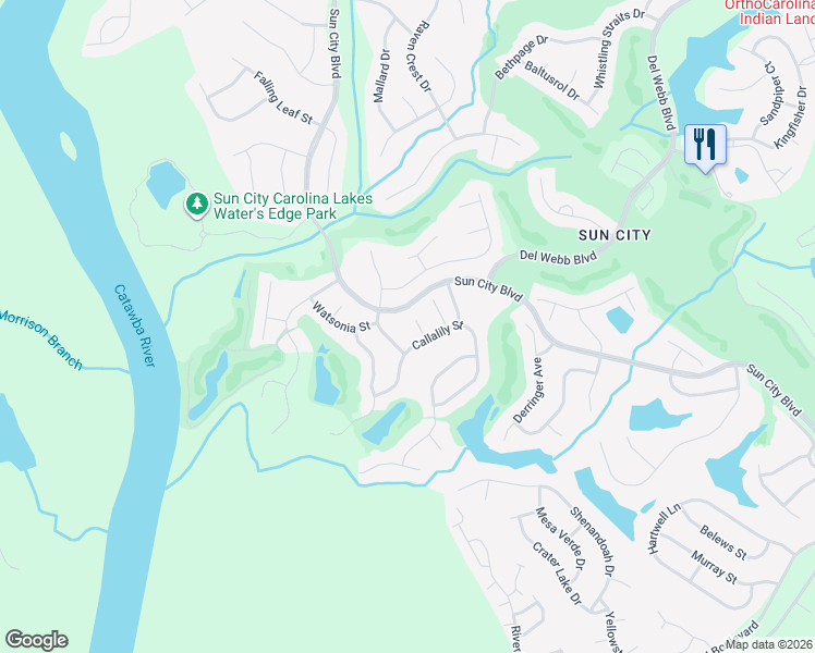 map of restaurants, bars, coffee shops, grocery stores, and more near 43020 Mimosa Court in Indian Land