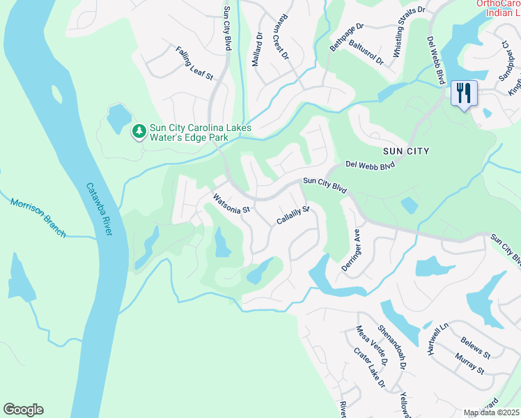 map of restaurants, bars, coffee shops, grocery stores, and more near 47240 Everlasting Street in Indian Land