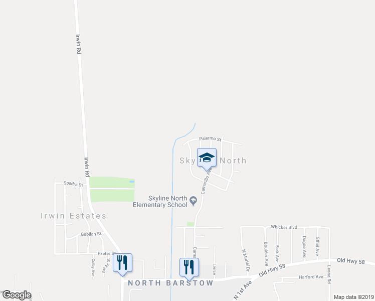 map of restaurants, bars, coffee shops, grocery stores, and more near 37194 Torres Avenue in Barstow