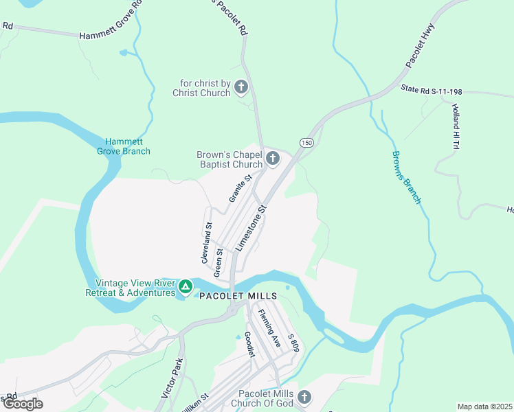 map of restaurants, bars, coffee shops, grocery stores, and more near 295 Limestone St in Pacolet