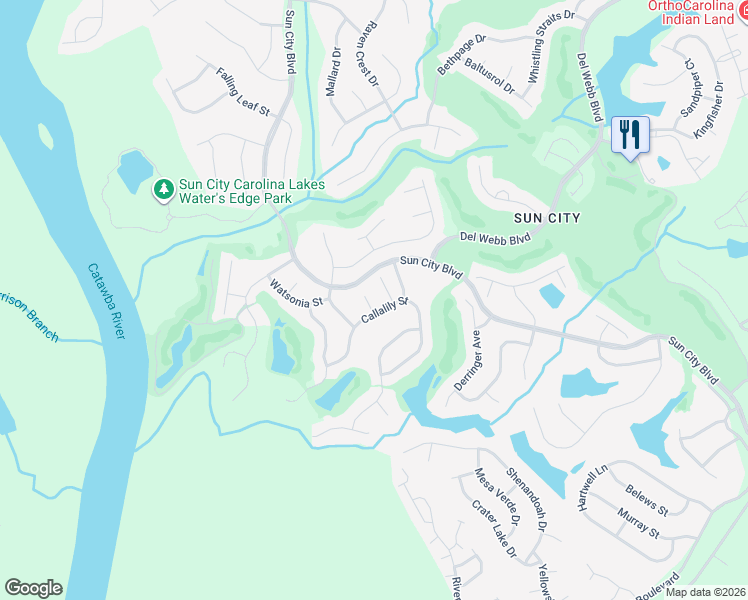 map of restaurants, bars, coffee shops, grocery stores, and more near 43020 Mimosa Court in Indian Land