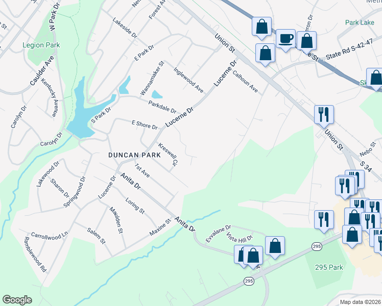 map of restaurants, bars, coffee shops, grocery stores, and more near 202 Carlton Drive in Spartanburg