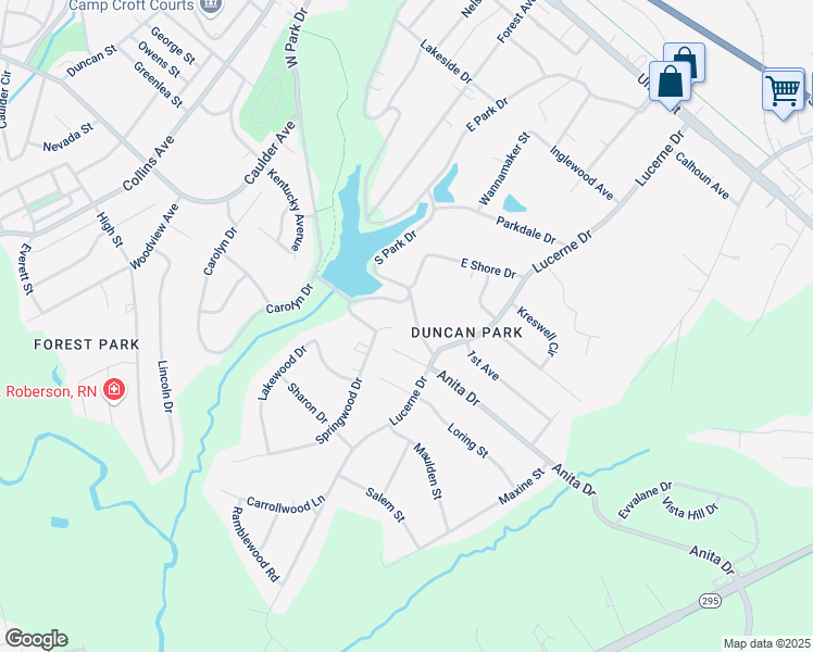 map of restaurants, bars, coffee shops, grocery stores, and more near 108 Maxwell Road in Spartanburg