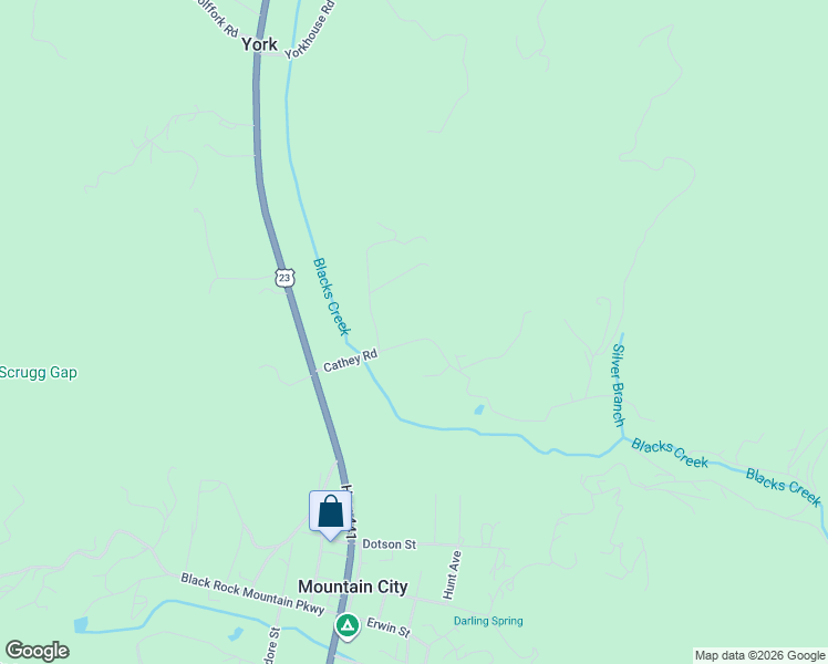map of restaurants, bars, coffee shops, grocery stores, and more near 197 Cathy Road in Rabun Gap
