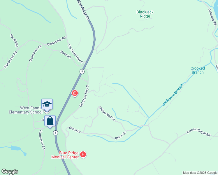 map of restaurants, bars, coffee shops, grocery stores, and more near 36 Deep Cove Road in Blue Ridge
