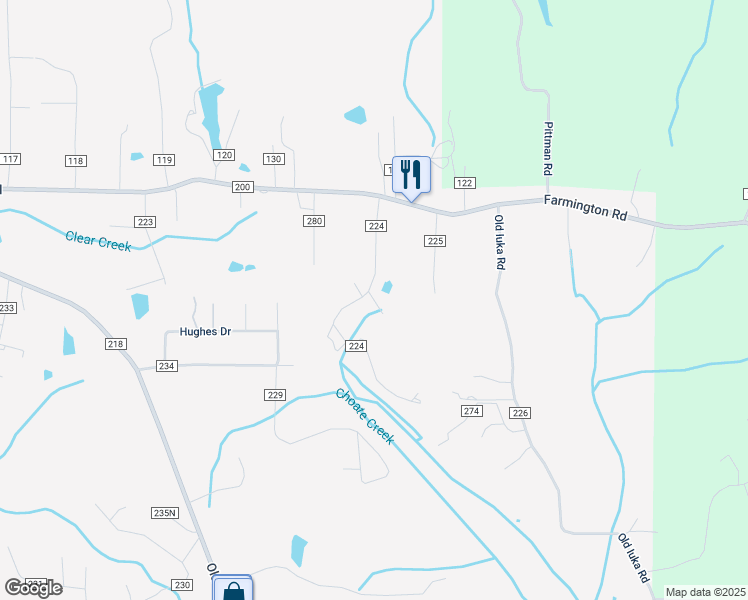 map of restaurants, bars, coffee shops, grocery stores, and more near County Road 224 in Farmington