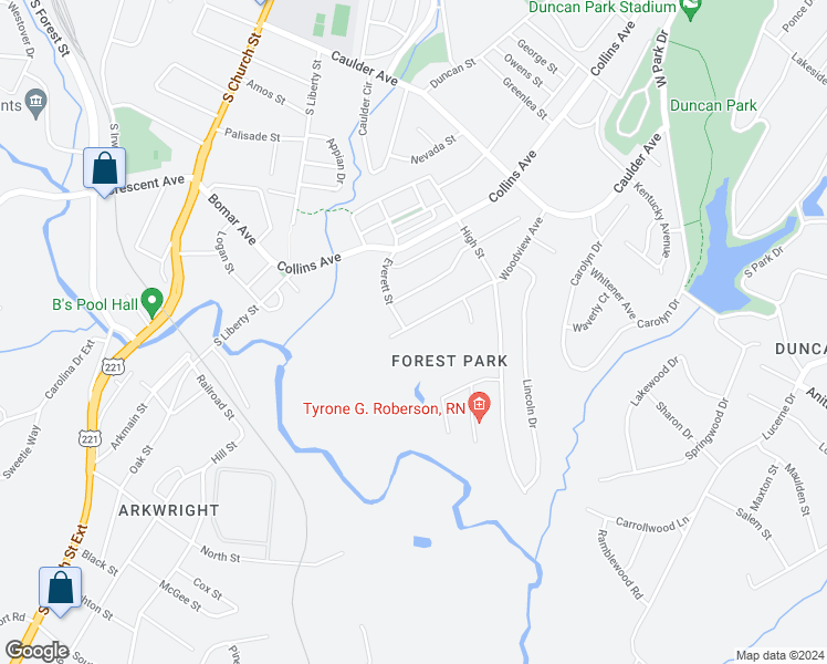map of restaurants, bars, coffee shops, grocery stores, and more near 347 Woodview Avenue in Spartanburg