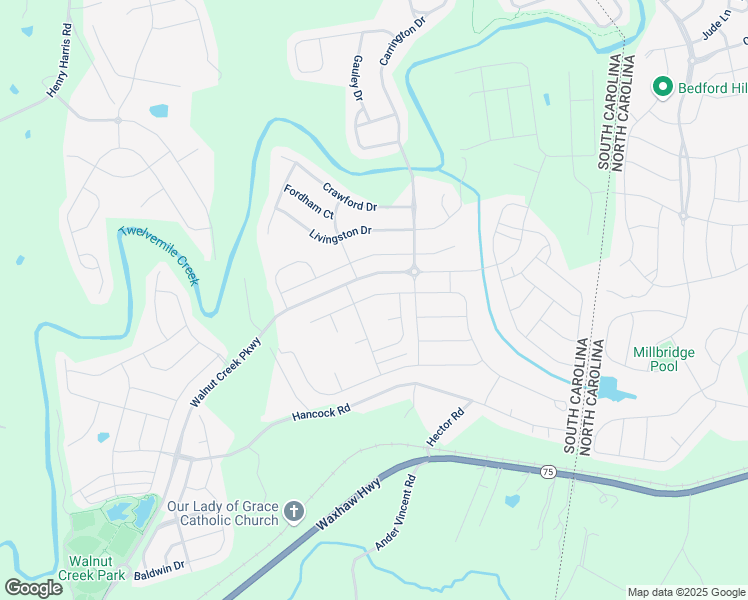 map of restaurants, bars, coffee shops, grocery stores, and more near 4247 Merrivale Drive in Lancaster