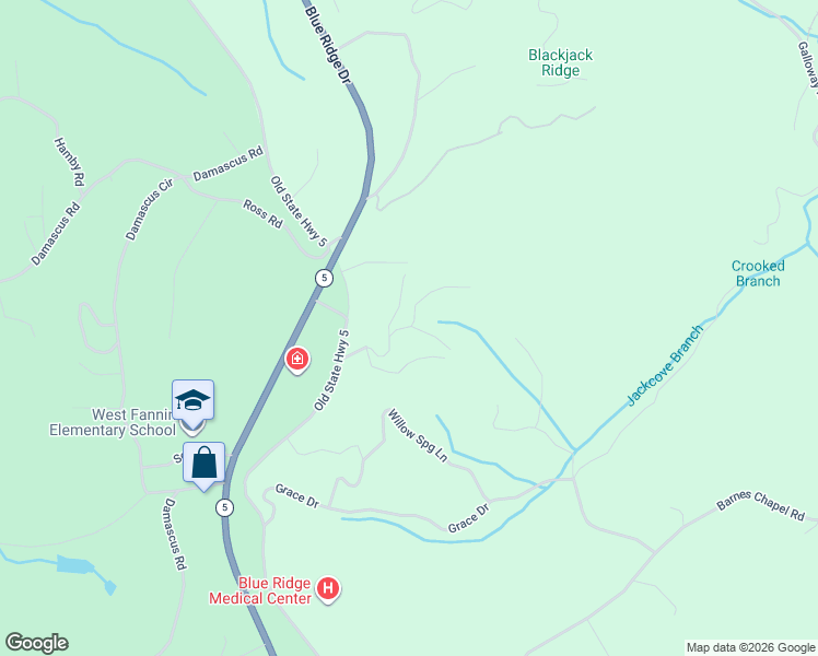 map of restaurants, bars, coffee shops, grocery stores, and more near 36 Deep Cove Road in Blue Ridge